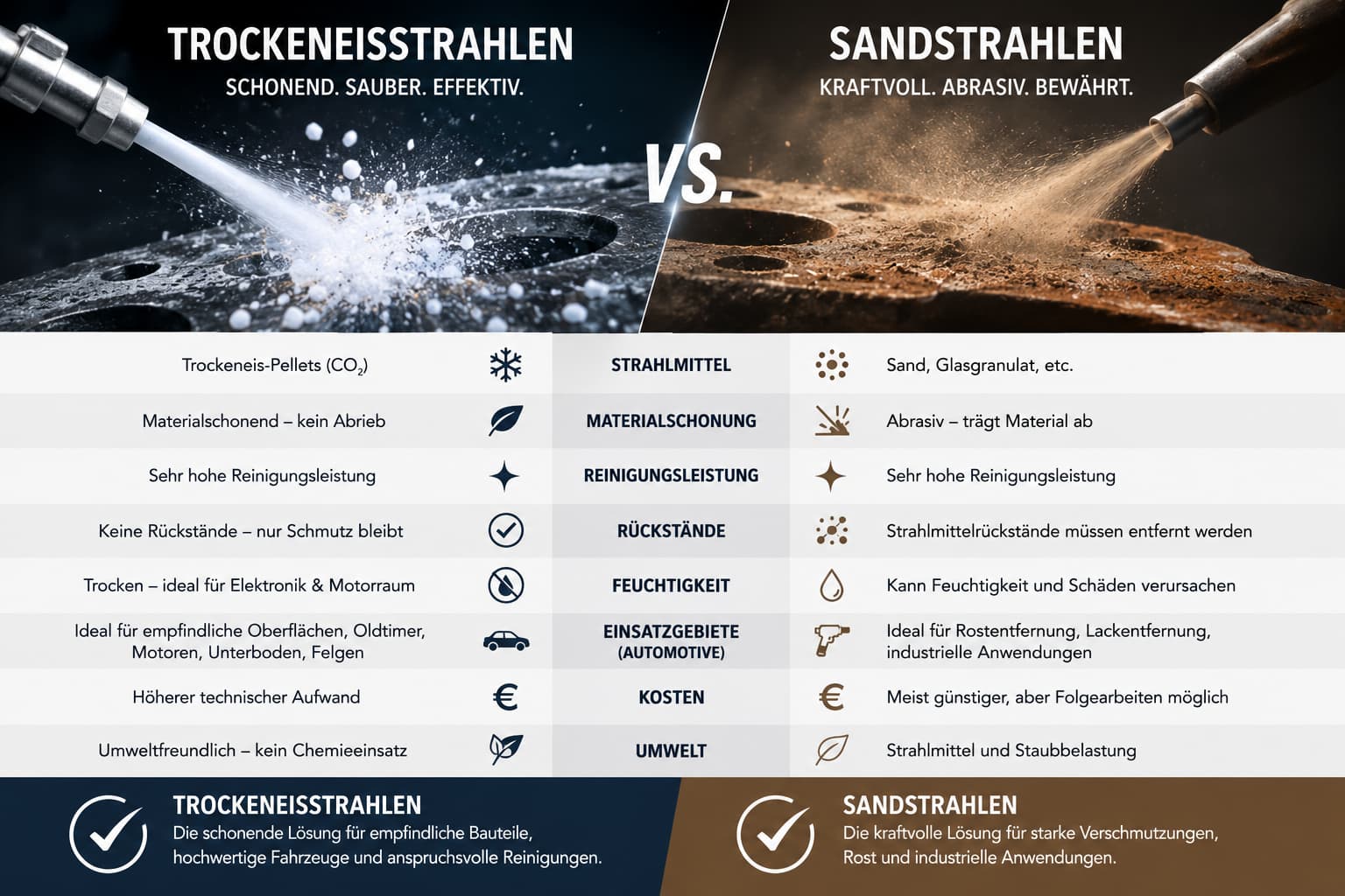 Trockeneisstrahlen vs. Sandstrahlen - der Vergleich